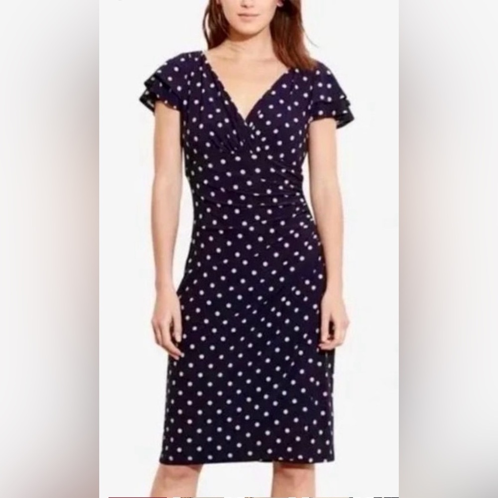 Faux wrap navy dress